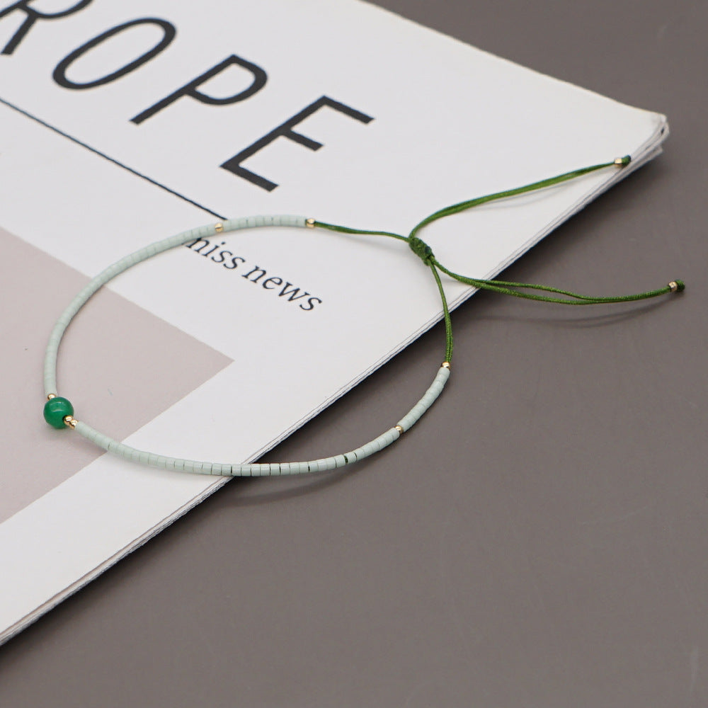 Venta al por mayor Pulsera de vidrieras de piedras semipreciosas bohemias