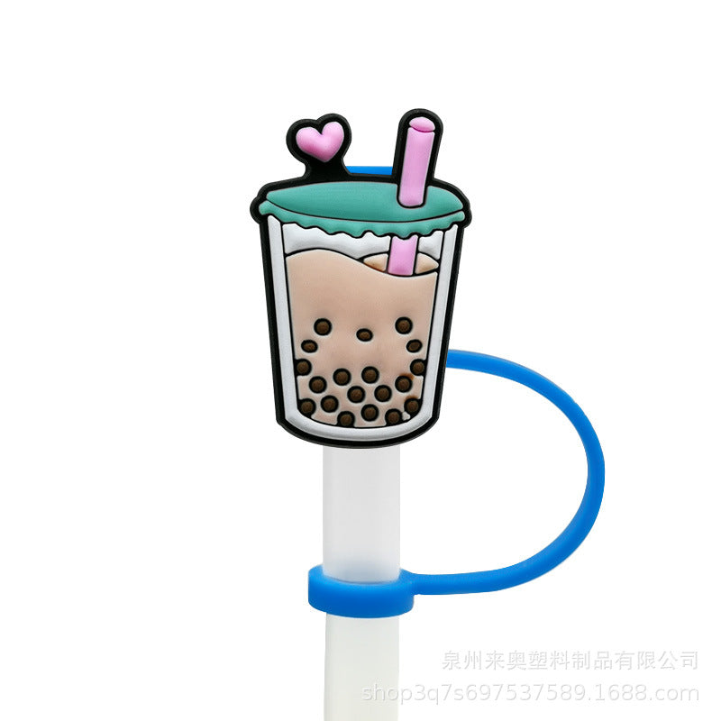 Wholesale 10PCS Cartoon Beverage Silicone Straw Tube Cap