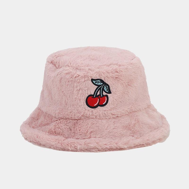 Wholesale Winter Cherry Bucket Hat Plush Hat