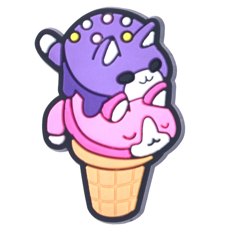 Wholesale 100PCS PVC Cartoon Animal Ice Cream DIY Shoe Buckle