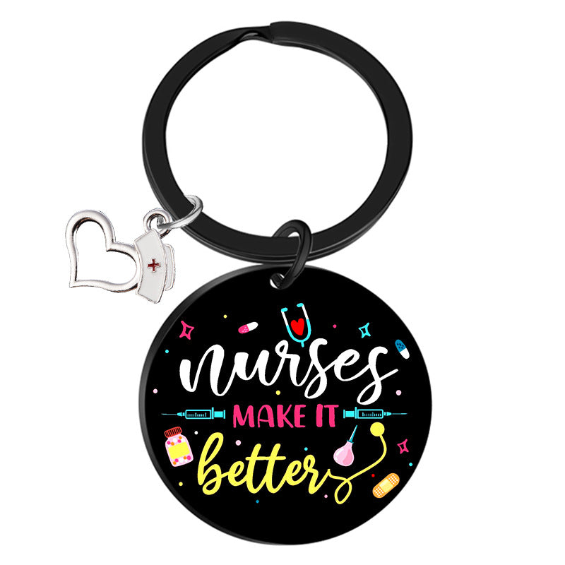 Wholesale Stainless Steel Nurses Day Color Printing Creative Keychain