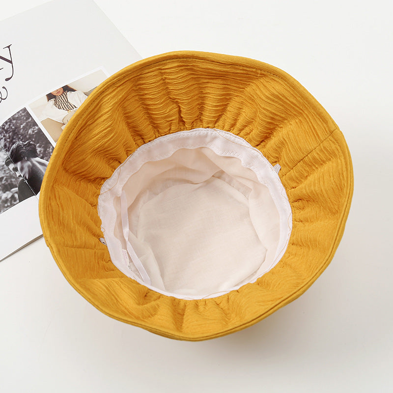 Wholesale Polyester Solid Color Pleated Bucket Hat
