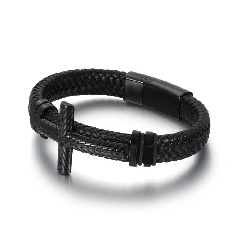 Pulsera Cruzada De Aleación De Cuero Para Hombre al por mayor
