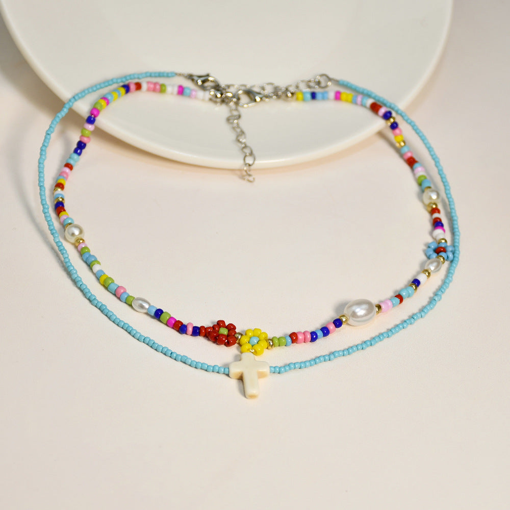 Wholesale Glass Hand Beaded Clavicle Necklace