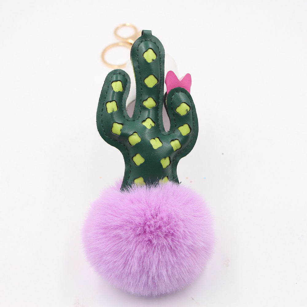 Wholesale Cactus Alloy Fur Ball Keychain
