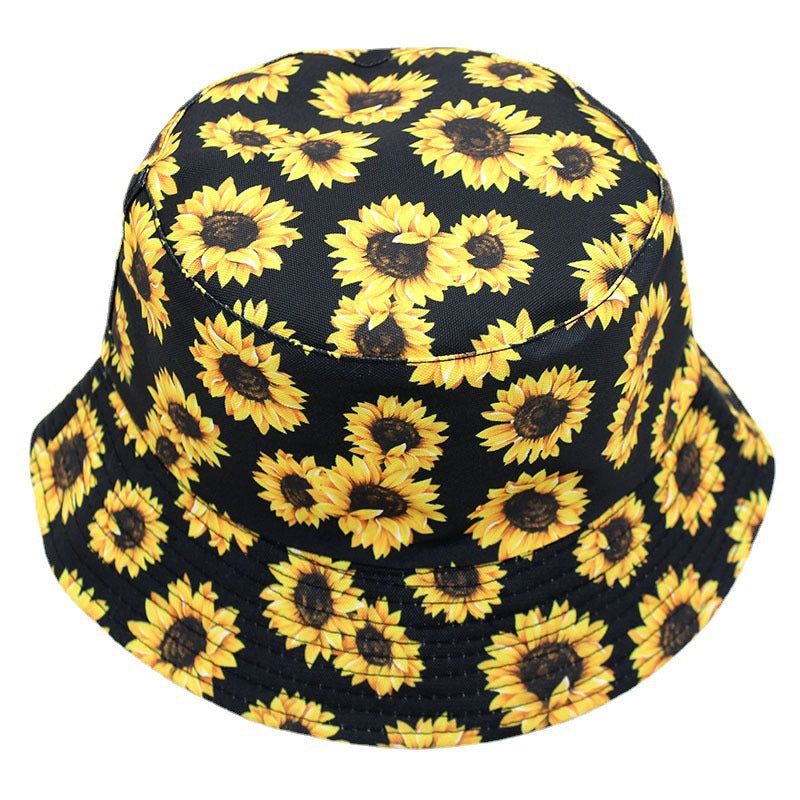 Wholesale Cotton Polyester Sunflower Pattern Reversible Bucket Hat