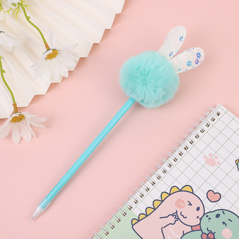 Bolígrafo plástico al por mayor de la bola de la piel del oído del conejo