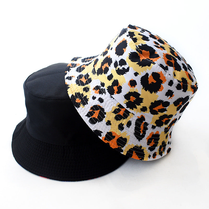 Sombrero de cubo reversible de estampado de leopardo de poliéster al por mayor