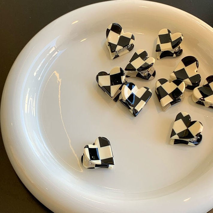 Wholesale Acetate Sheet Black and White Checkerboard Hair Clip
