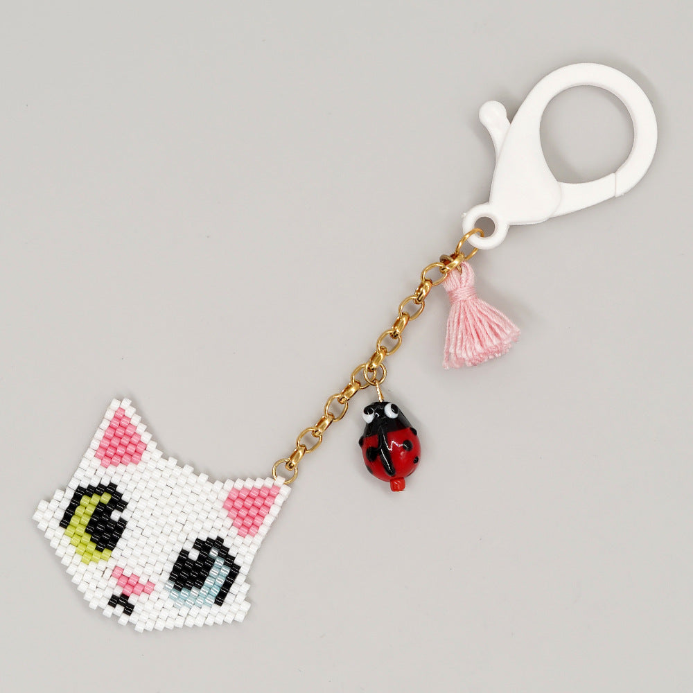 Wholesale Little Yellow Duck Rice Beads Weaving Resin Keychain