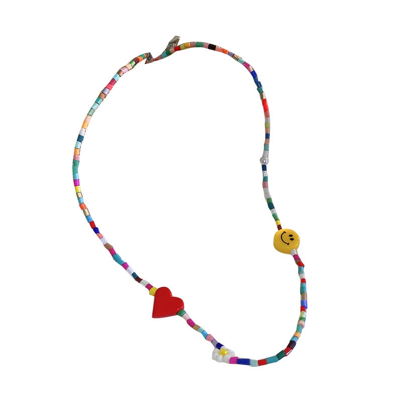 Wholesale Colorful Beaded Red Heart Necklaces