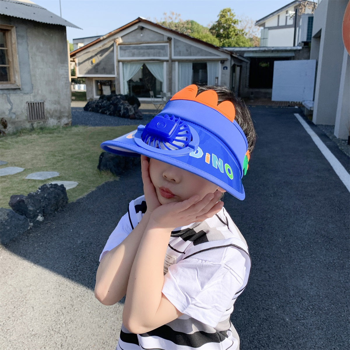 Visor de algodón para niños al por mayor con ventilador de copa vacía