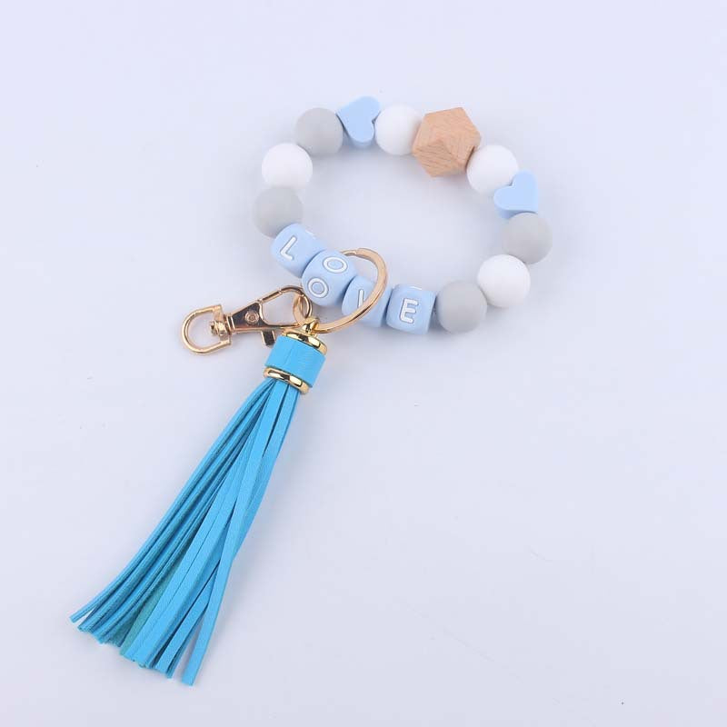 Wholesale Tassel Leather PU Silicone Beaded Wrist Keychains