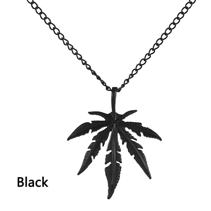 Wholesale Titanium Steel Maple Leaf Men's Metal Necklaces