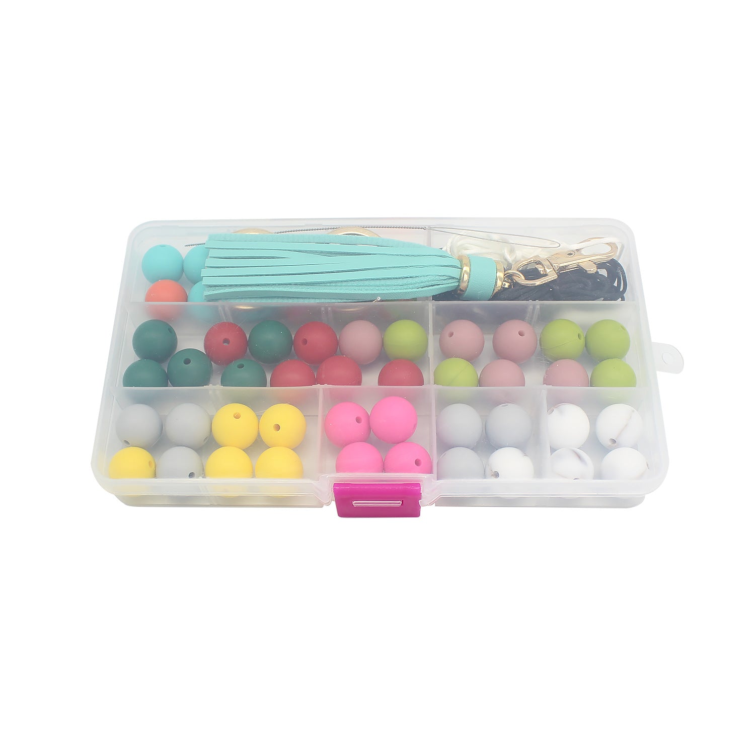 Venta al por mayor de cuentas de silicona DIY llavero de muñeca 15 rejillas