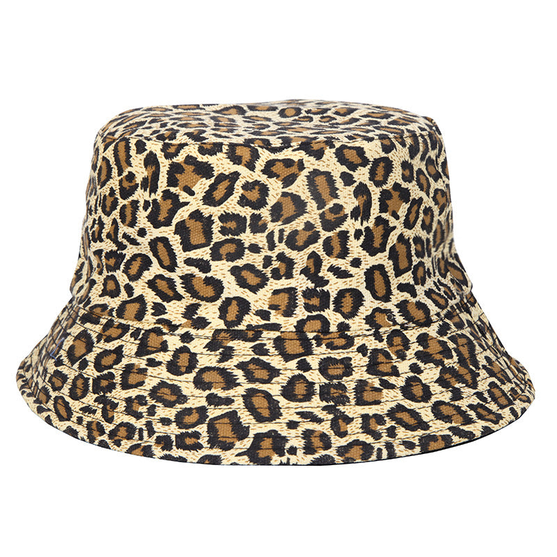 Sombrero de cubo reversible con estampado de leopardo de poliéster al por mayor