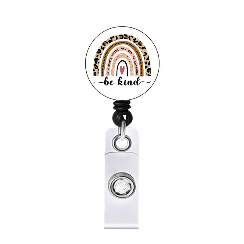 Wholesale Badge Reels Acrylic Rainbow Mental Health Retractable Keychain
