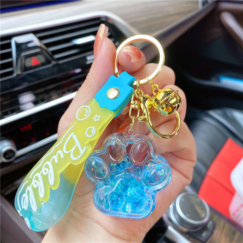 Bobo de aceite acrílico al por mayor que parpadea el llavero de la botella de palma de gato de gato