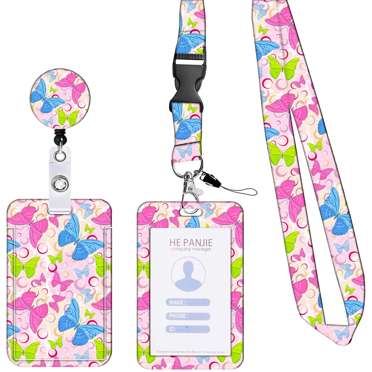 Wholesale Badge Reels ABS Rainbow Flower Butterfly Card Holder Retractable Keychain