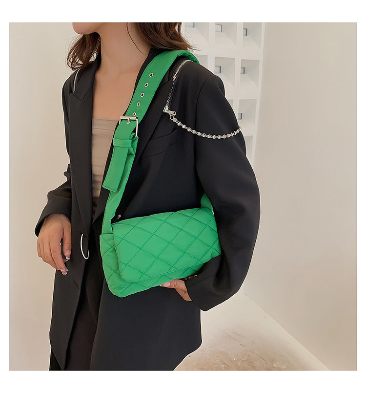 Venta al por mayor Bolso de hombro de PU de rombo simple retro