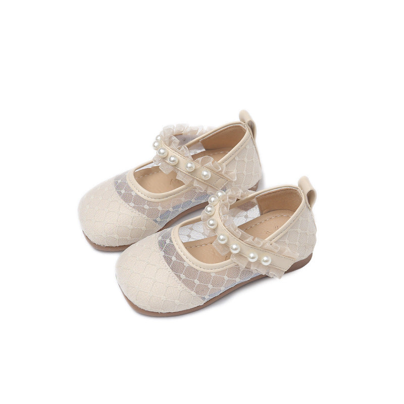 Suministros para bebés de cuero para zapatos de niñas de gasa de malla transpirable al por mayor