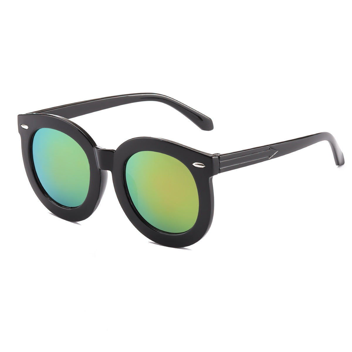 Wholesale Color Film Reflective Round Frame PC Kids Sunglasses