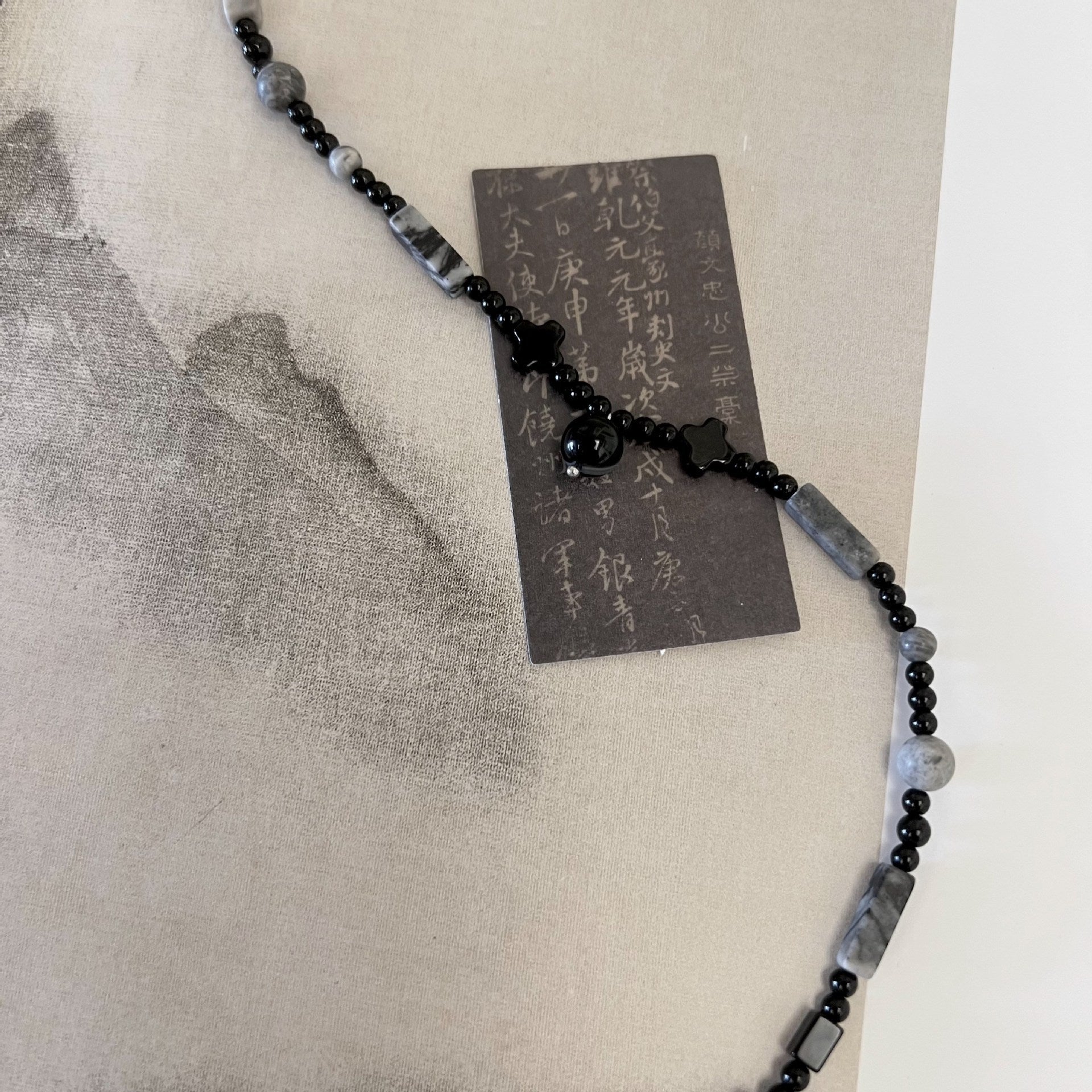 Wholesale Ink Style Beaded Agate Necklace