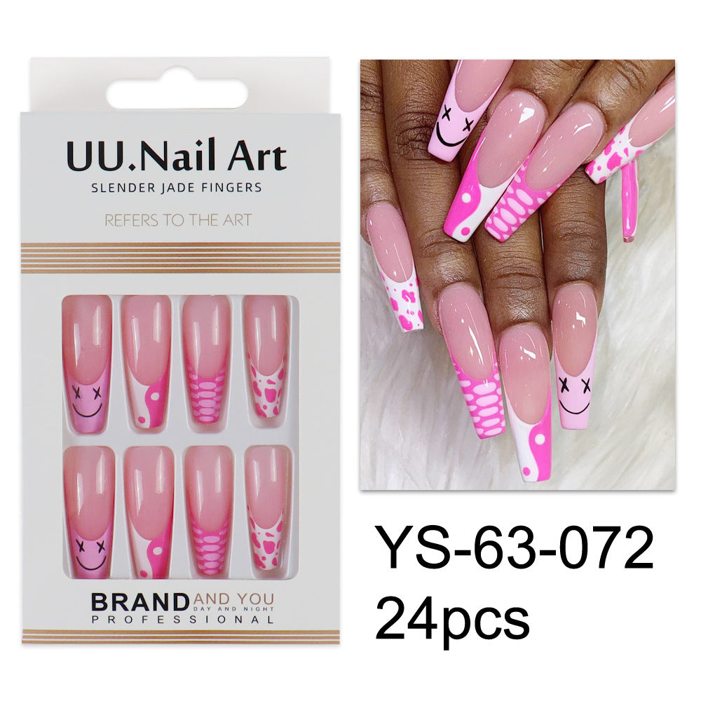 Parches de mejora de uñas largas de plástico de plástico de 24 piezas al por mayor