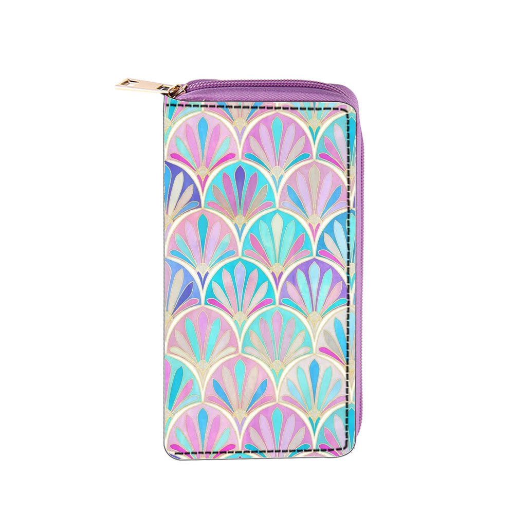 Wholesale Peacock Feather PU Zipper Wallet