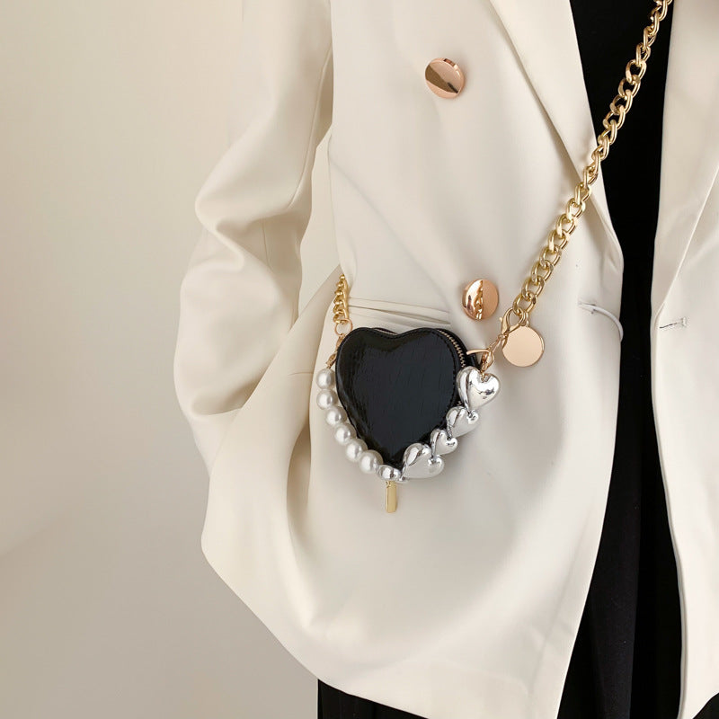 Venta al por mayor PU Love Mini Small Bag Pearl Messenger Bag