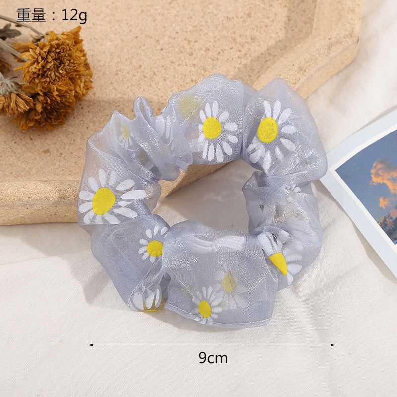 Wholesale LED Daisy Print Fabric Hair Scrunchies