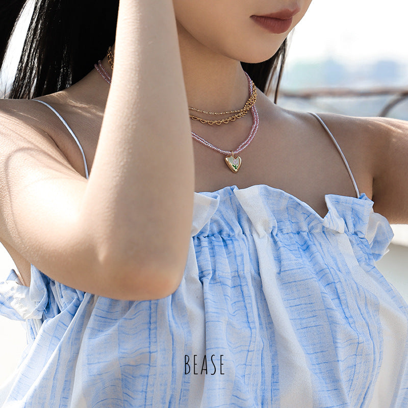 Wholesale Titanium Steel Heart Drip Pendant Necklaces