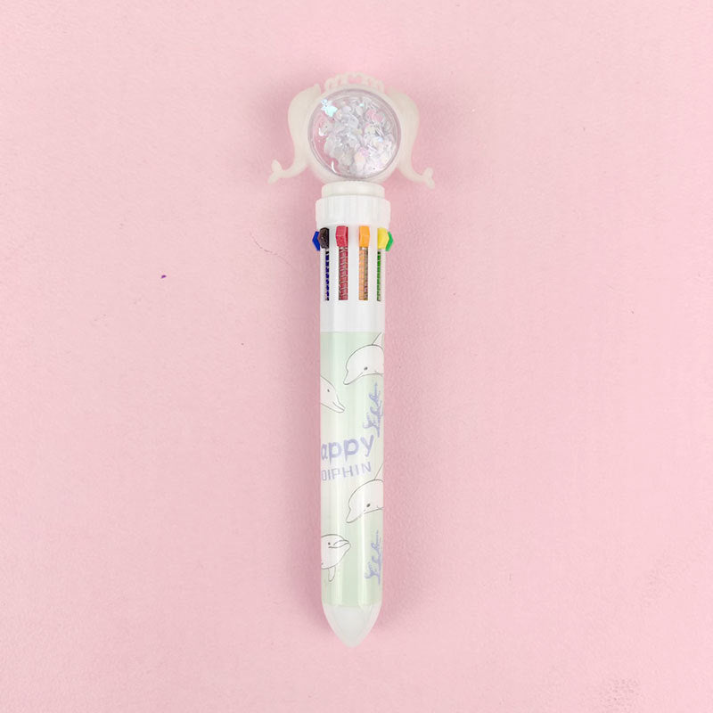 Plástico al por mayor de plástico pequeño delfín diez colores bolígrafo