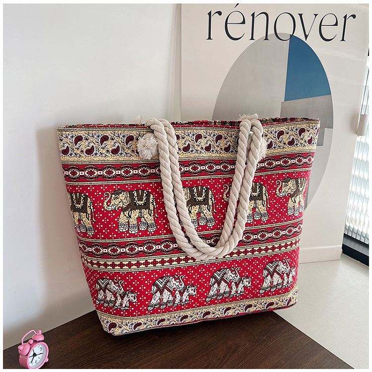 Venta al por mayor La bolsa de asas de lona rayada