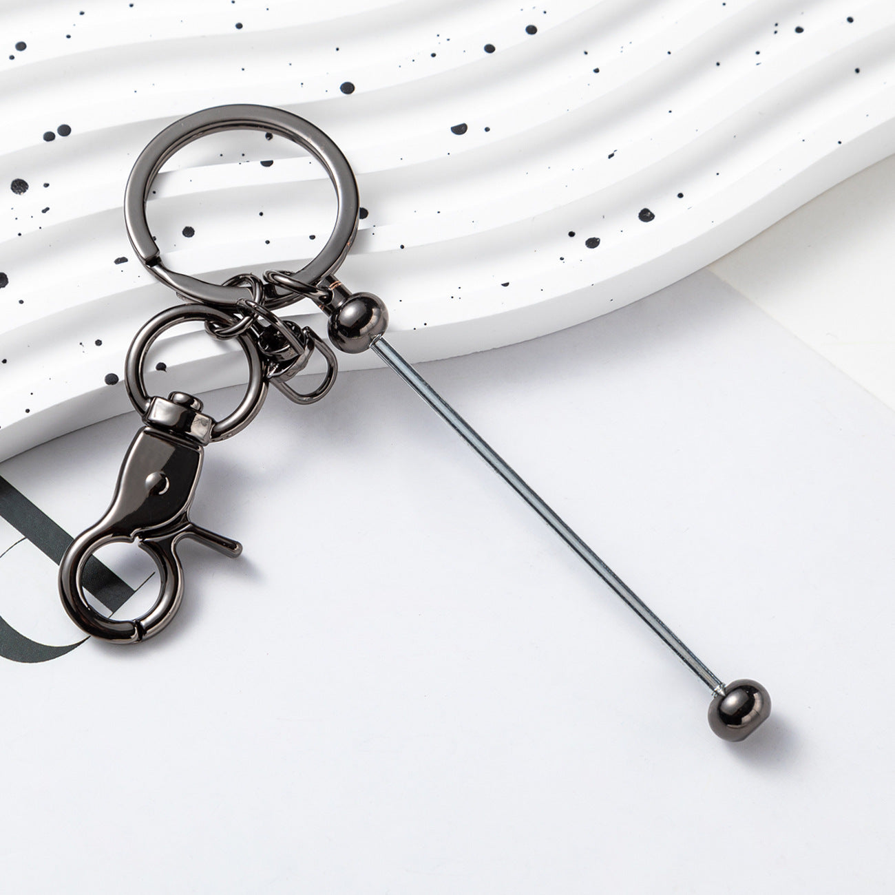 Wholesale Beadable Bar Keychains Handmade Metal Solid Color Keychain