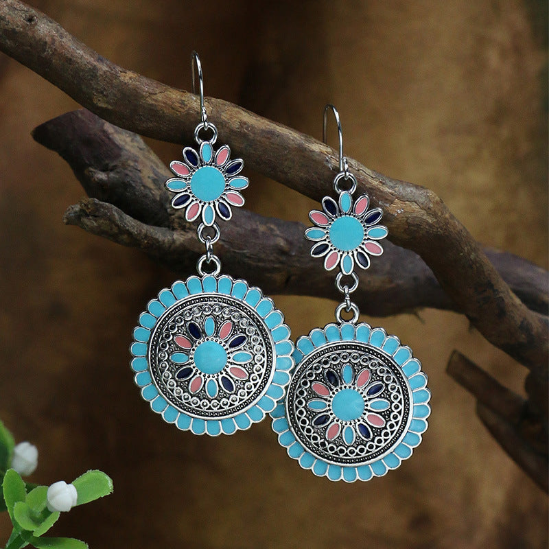 Wholesale Jewelry Bohemian Turquoise Alloy Earrings