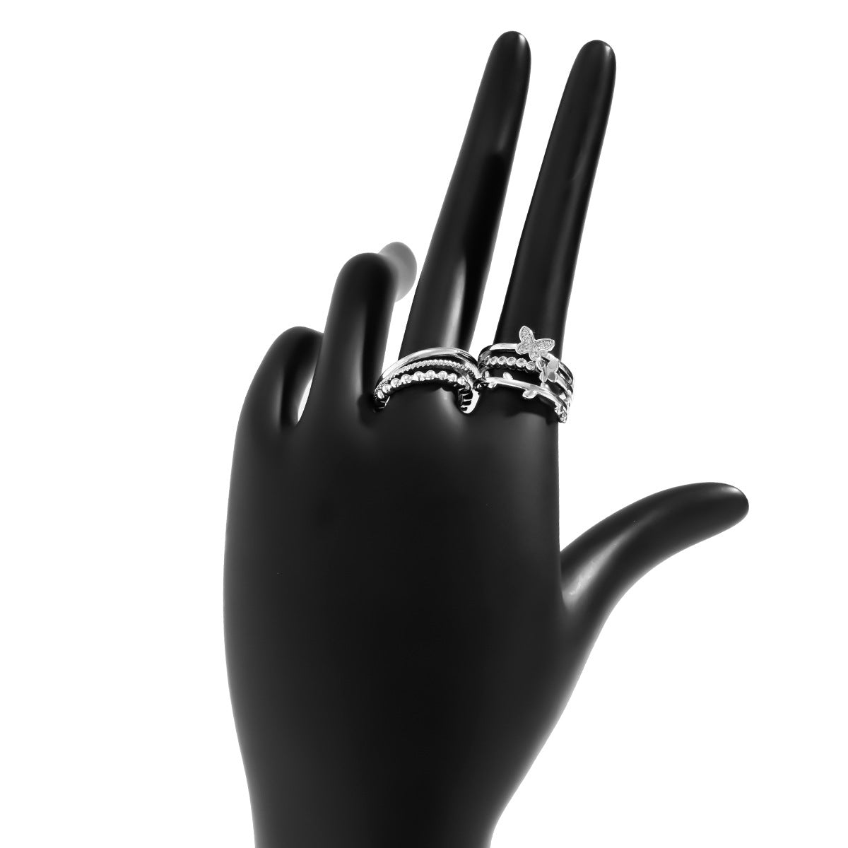 Wholesale Diamond Little Butterfly Star Moon Set Alloy Ring