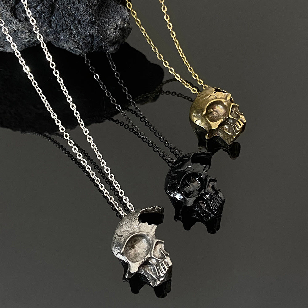 Wholesale Alloy Gothic Half Face Skull Necklace