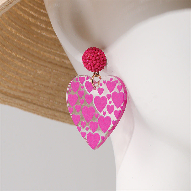 Wholesale Transparent Color Heart Beads Acrylic Earrings
