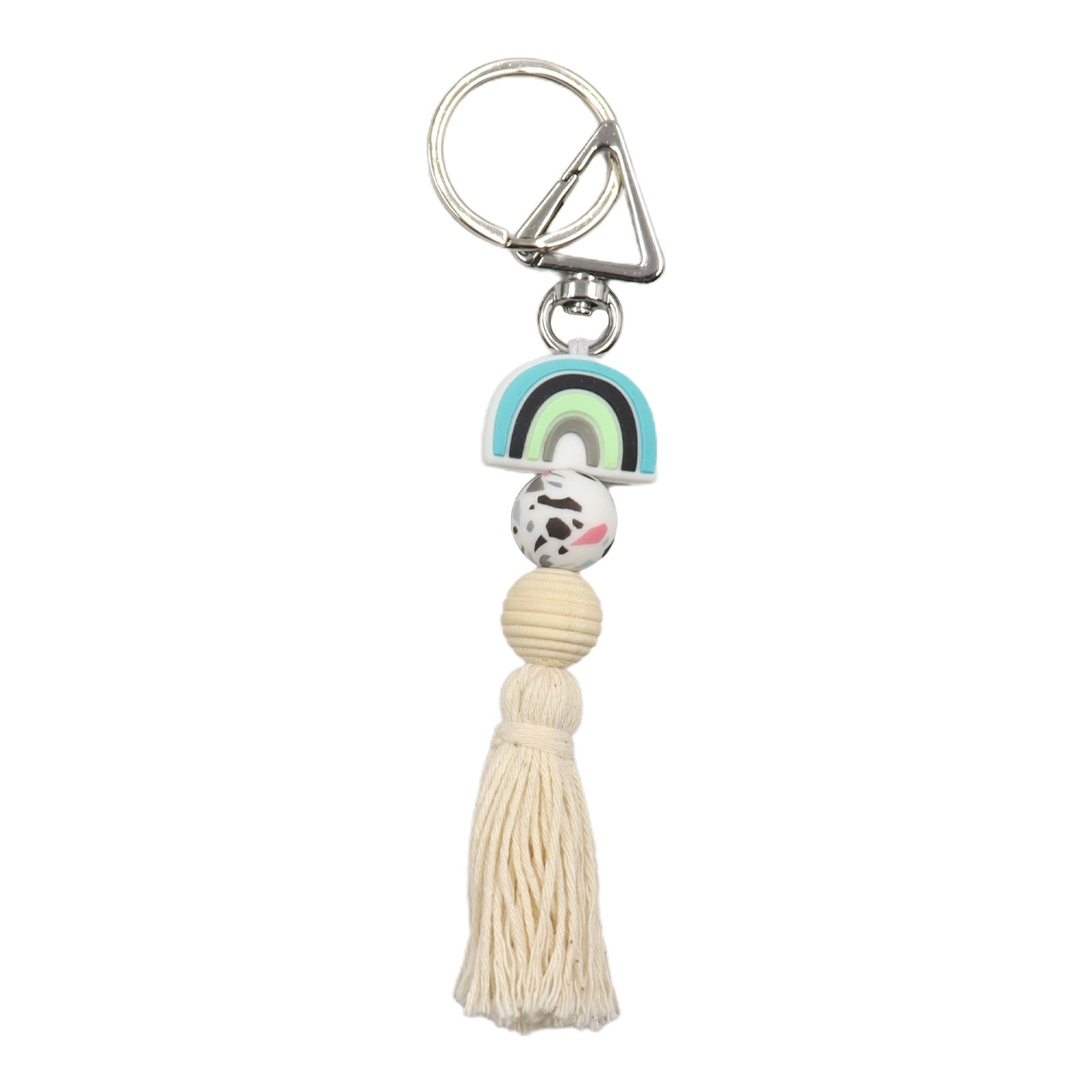 Wholesale Badge Reels Silicone Beaded Rainbow Tassels retractable keychain
