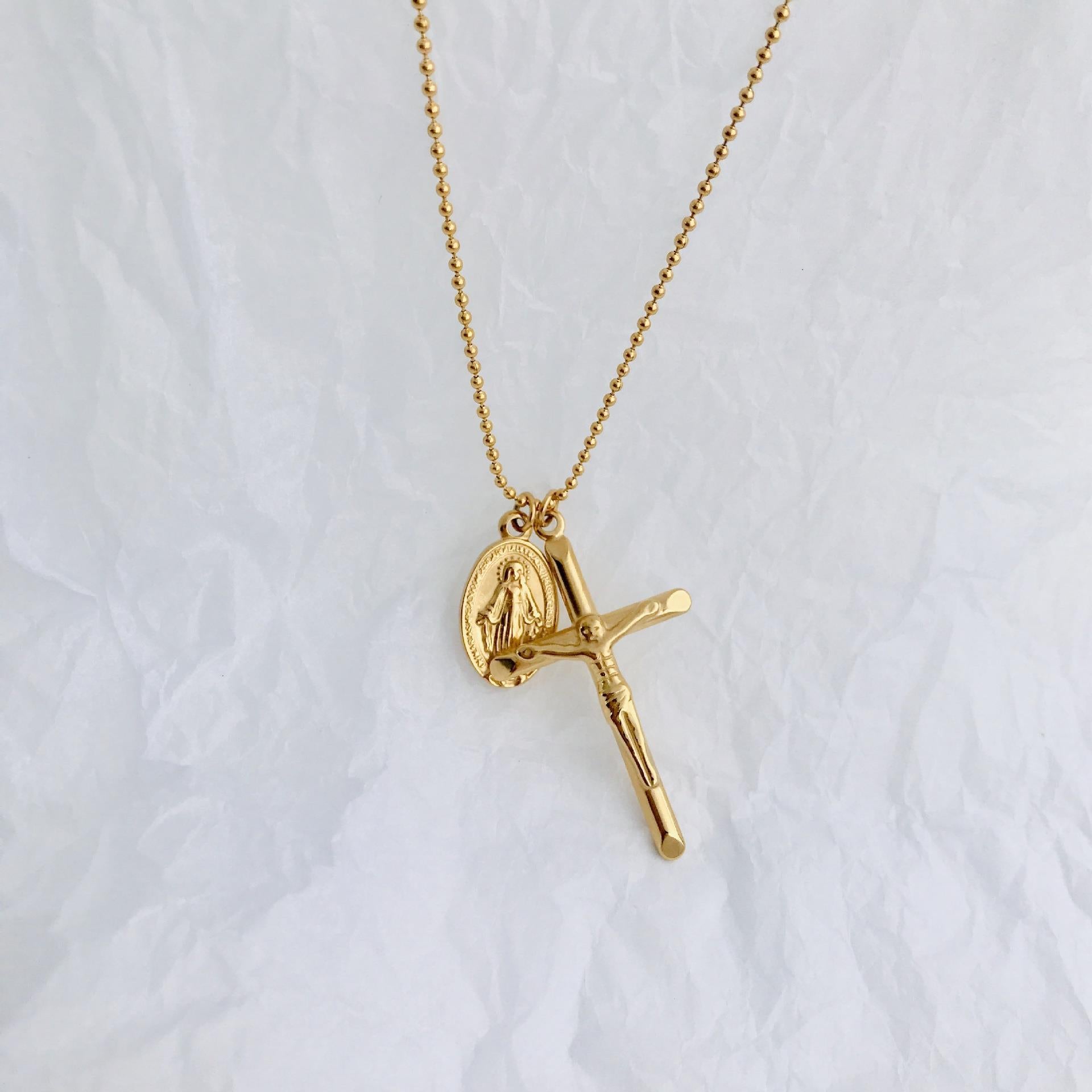 Wholesale Stainless Steel Cross Overlap Necklace