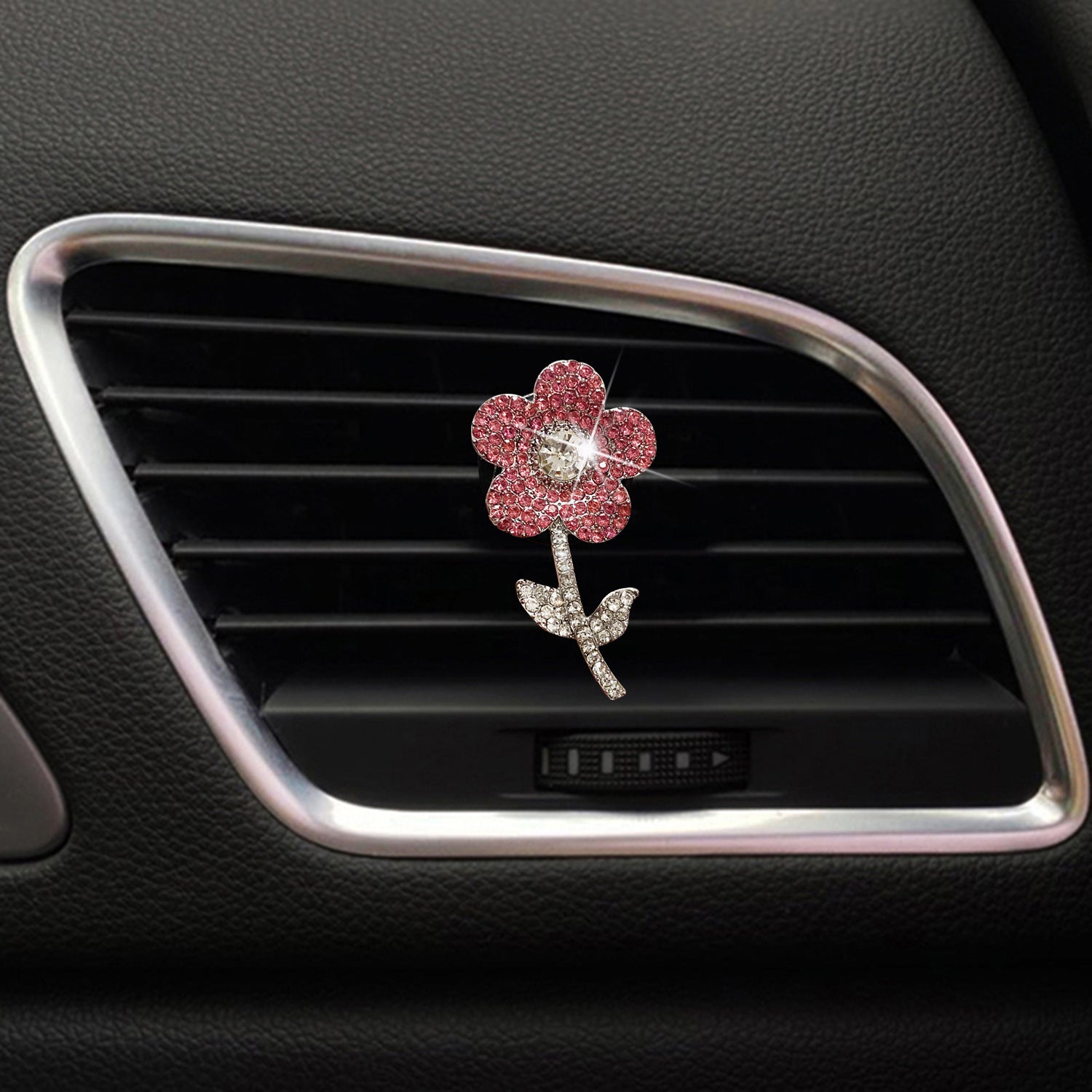 Venta al por mayor Decoración de coche de cristal de trébol de metal