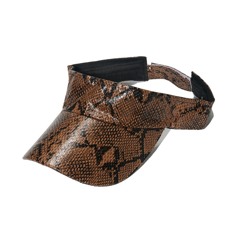Wholesale Pu Visor Snake Print Empty Top Hat