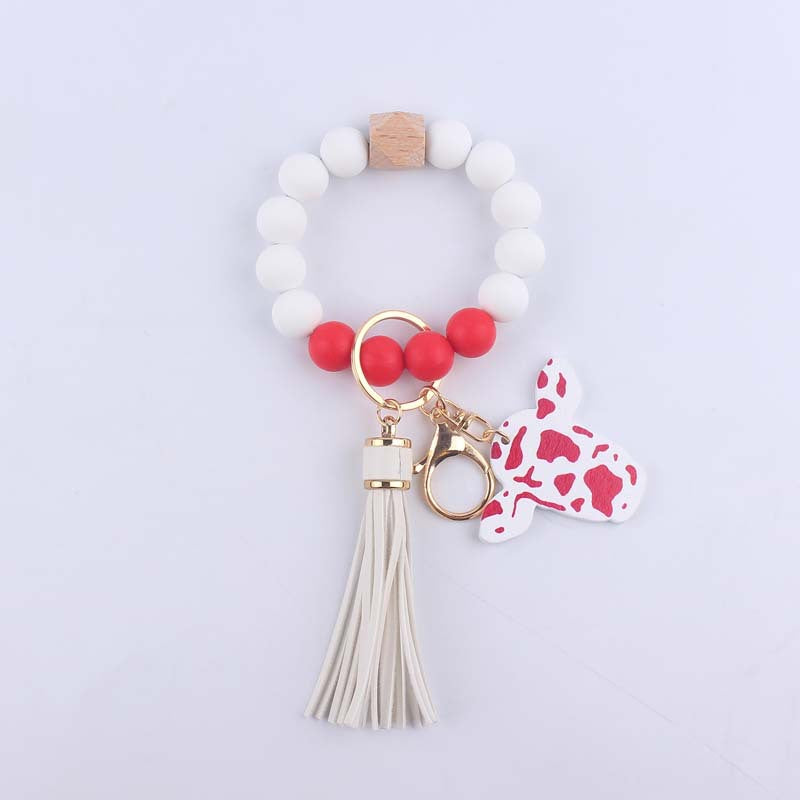 Wholesale Bull Head Western Style Silicone Beaded Wrist Keychains