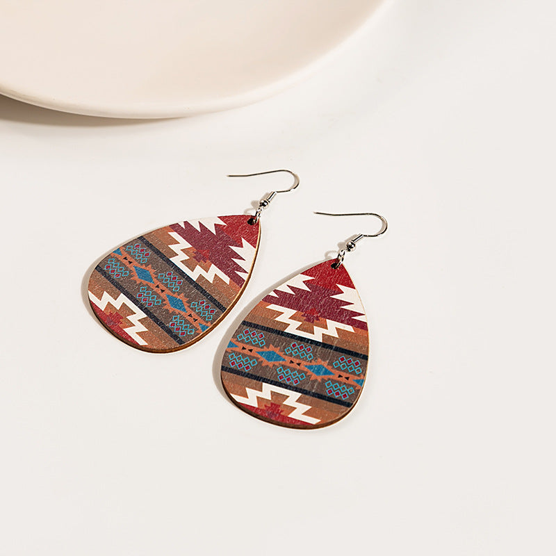 Pendientes bohemios de cuero de madera de madera al por mayor