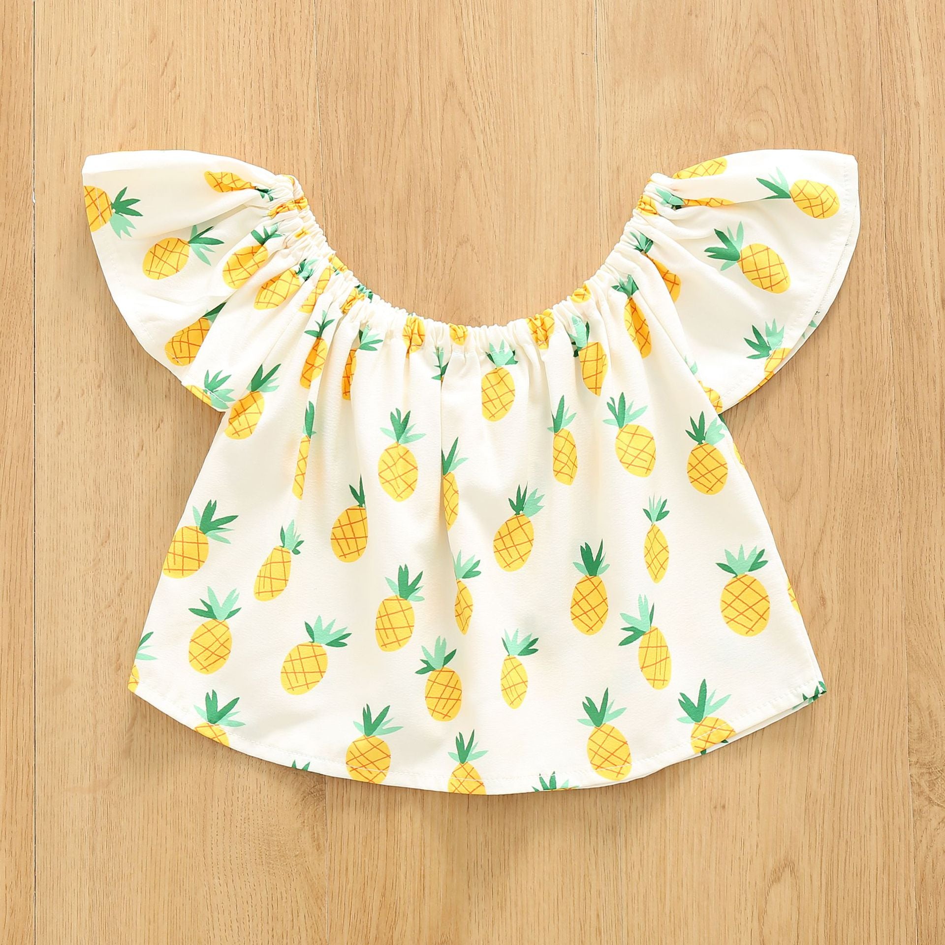 Venta al por mayor de ropa de bebé de algodón con estampado de verano para niñas, juego de dos