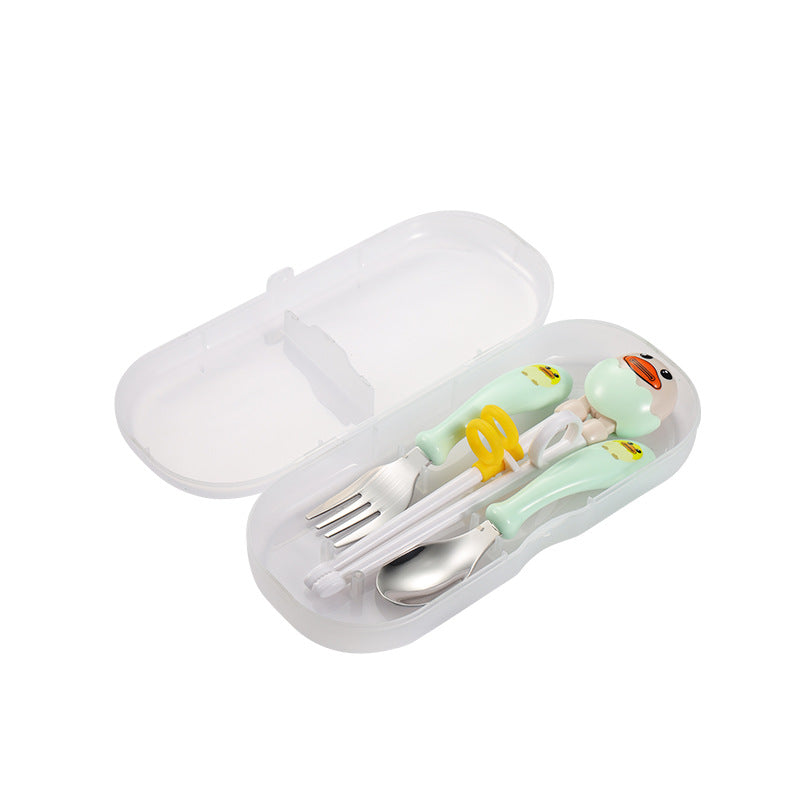 Wholesale Stainless Steel Children's Fork Spoon Practice Chopsticks 10PCS