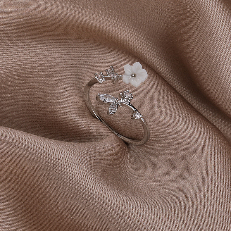 Wholesale Copper Shell Flower Open Ring