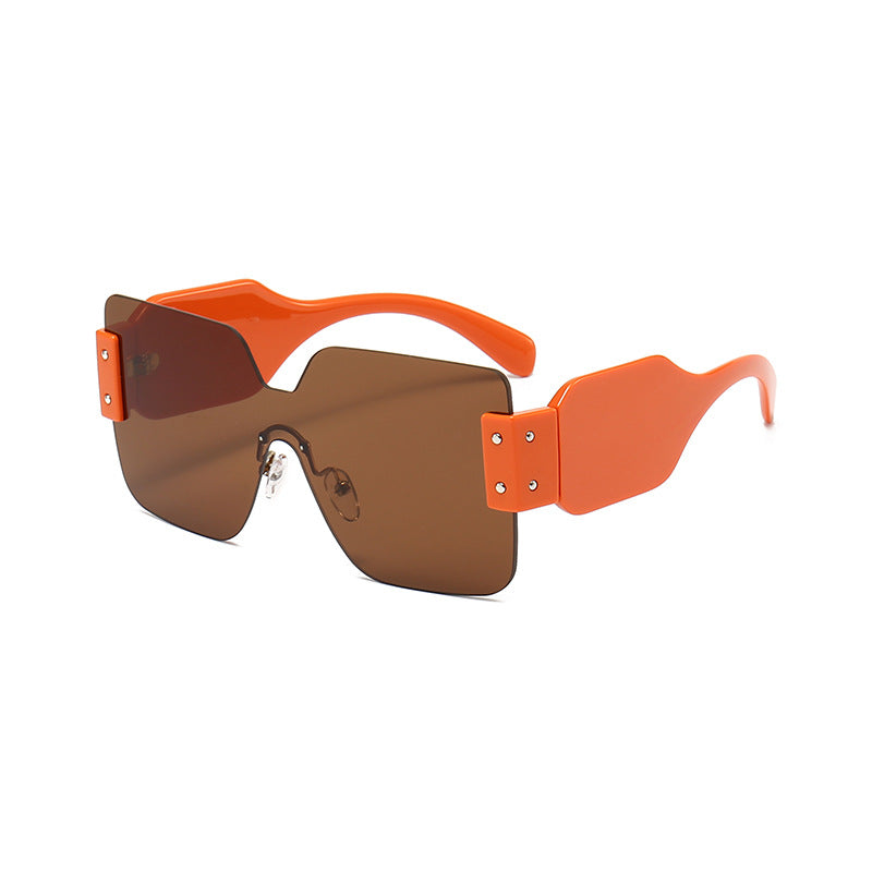 Venta al por mayor Gafas de sol para mujer con marco grande marrón PC