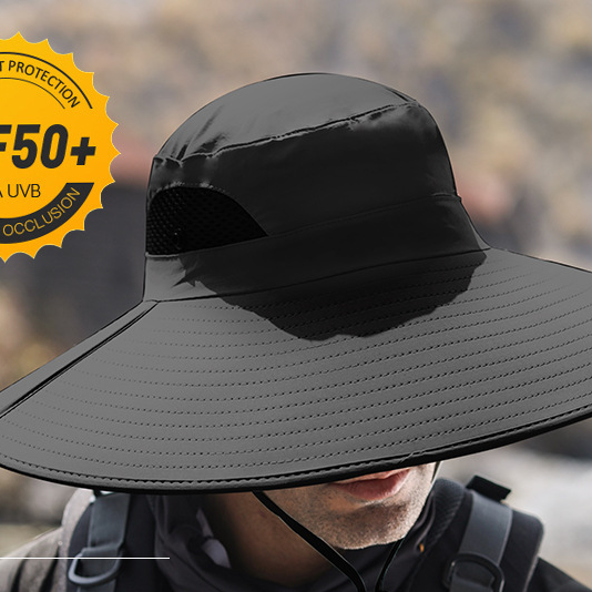 Wholesale polyester fiber UV protection bucket hat black camouflage